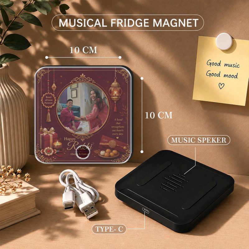 Personalized Happy Rakhi Photo Gift for Sister Custom Musical Fridge Magnet Celebrate the Bond of Siblings Rakhi Return Gift Memorable Rakhi Gift
